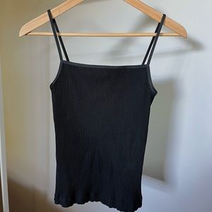 wilfred black ribbed square neck tank top
